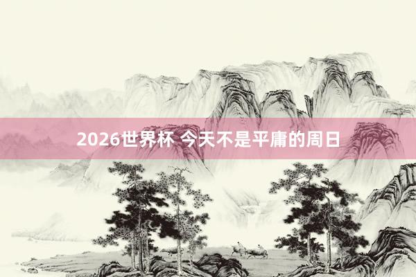 2026世界杯 今天不是平庸的周日