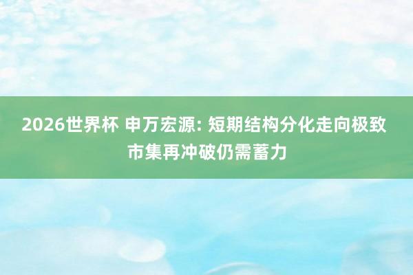 2026世界杯 申万宏源: 短期结构分化走向极致 市集再冲破仍需蓄力