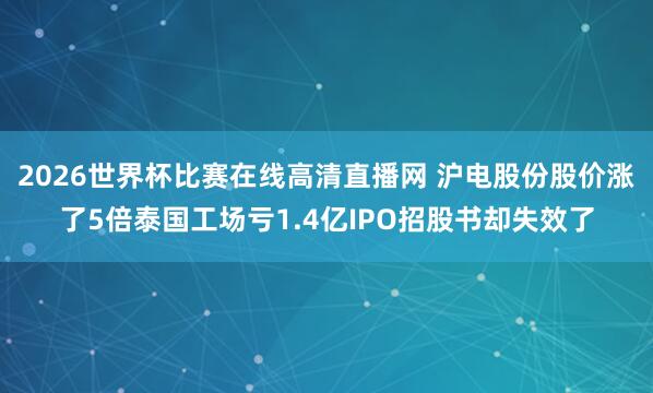 2026世界杯比赛在线高清直播网 沪电股份股价涨了5倍泰国工场亏1.4亿IPO招股书却失效了