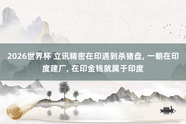 2026世界杯 立讯精密在印遇到杀猪盘, 一朝在印度建厂, 在印金钱就属于印度