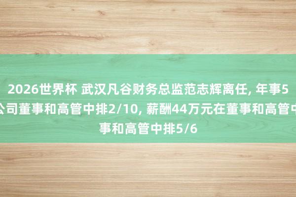 2026世界杯 武汉凡谷财务总监范志辉离任, 年事58岁在公司董事和高管中排2/10, 薪酬44万元在董事和高管中排5/6