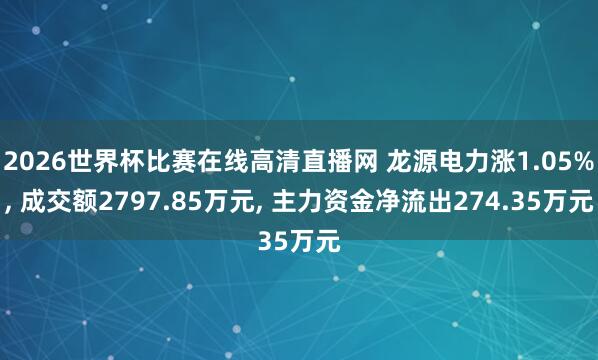 2026世界杯比赛在线高清直播网 龙源电力涨1.05%, 成交额2797.85万元, 主力资金净流出274.35万元