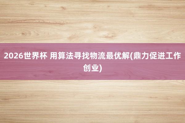 2026世界杯 用算法寻找物流最优解(鼎力促进工作创业)