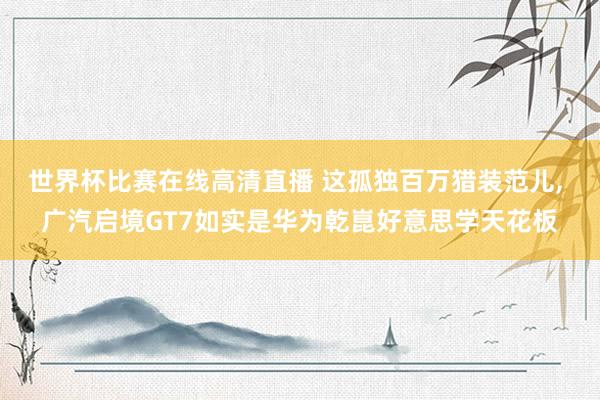 世界杯比赛在线高清直播 这孤独百万猎装范儿, 广汽启境GT7如实是华为乾崑好意思学天花板