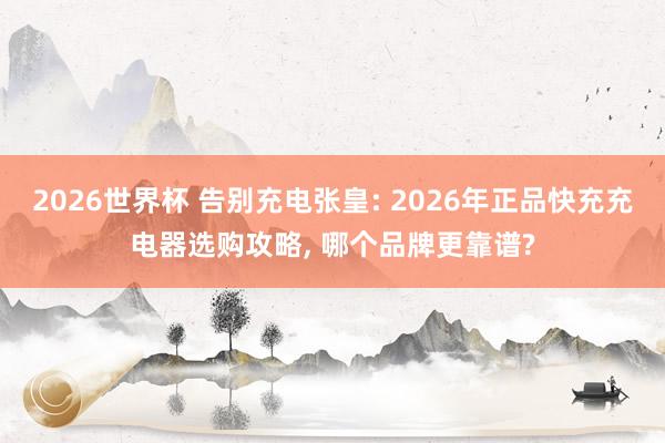 2026世界杯 告别充电张皇: 2026年正品快充充电器选购攻略, 哪个品牌更靠谱?