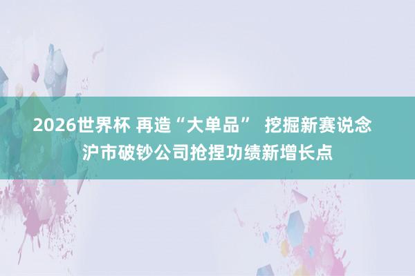 2026世界杯 再造“大单品”  挖掘新赛说念  沪市破钞公司抢捏功绩新增长点