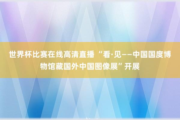 世界杯比赛在线高清直播 “看·见——中国国度博物馆藏国外中国图像展”开展