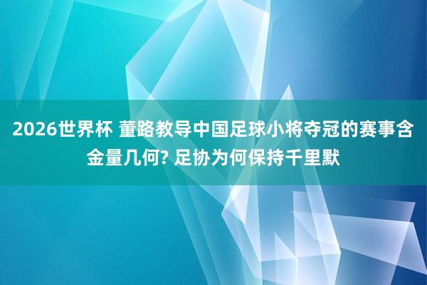 2026世界杯 董路教导中国足球小将夺冠的赛事含金量几何? 足协为何保持千里默