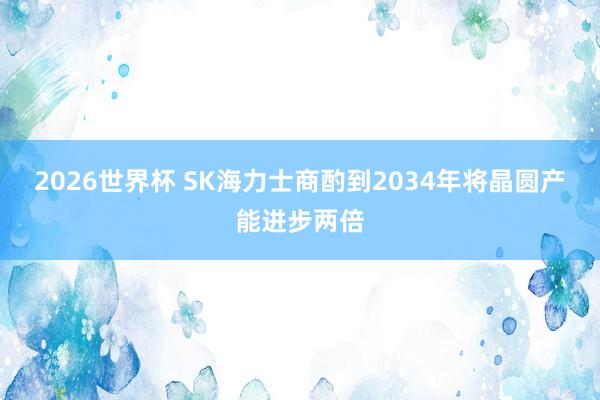 2026世界杯 SK海力士商酌到2034年将晶圆产能进步两倍