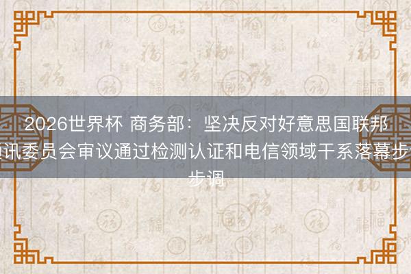 2026世界杯 商务部：坚决反对好意思国联邦通讯委员会审议通过检测认证和电信领域干系落幕步调