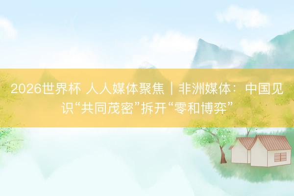 2026世界杯 人人媒体聚焦|非洲媒体:中国见识“共同茂密”拆开“零和博弈”