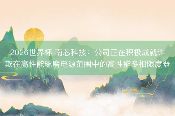 2026世界杯 南芯科技：公司正在积极成就诈欺在高性能琢磨电源范围中的高性能多相限度器