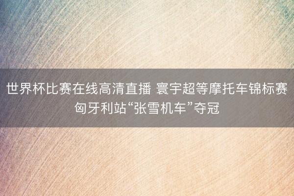 世界杯比赛在线高清直播 寰宇超等摩托车锦标赛匈牙利站“张雪机车”夺冠
