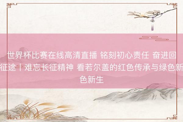 世界杯比赛在线高清直播 铭刻初心责任 奋进回复征途丨难忘长征精神 看若尔盖的红色传承与绿色新生